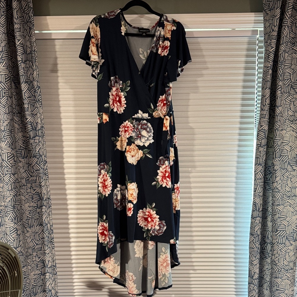 Navy Floral High Low Dress